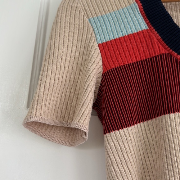 Tory Burch Plaited Rib Short Sleeve Top Medium - Picture 5 of 12